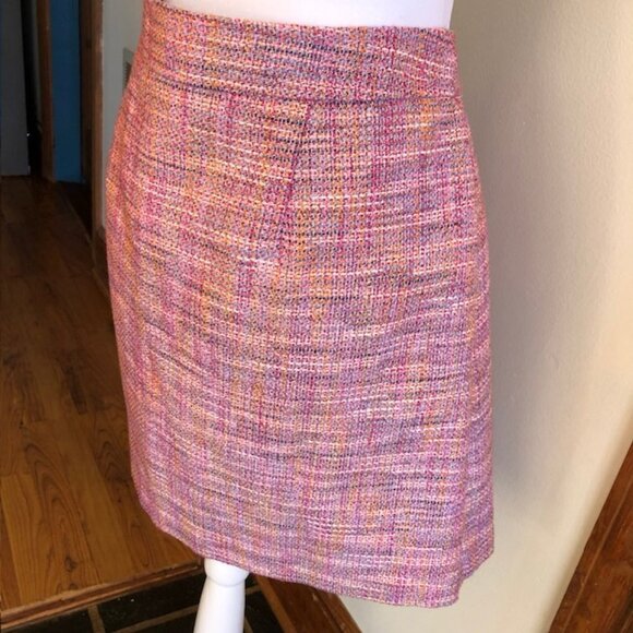 LOFT Pink Tweed A Line Petite Tailored Skirt 12P - Picture 3 of 15